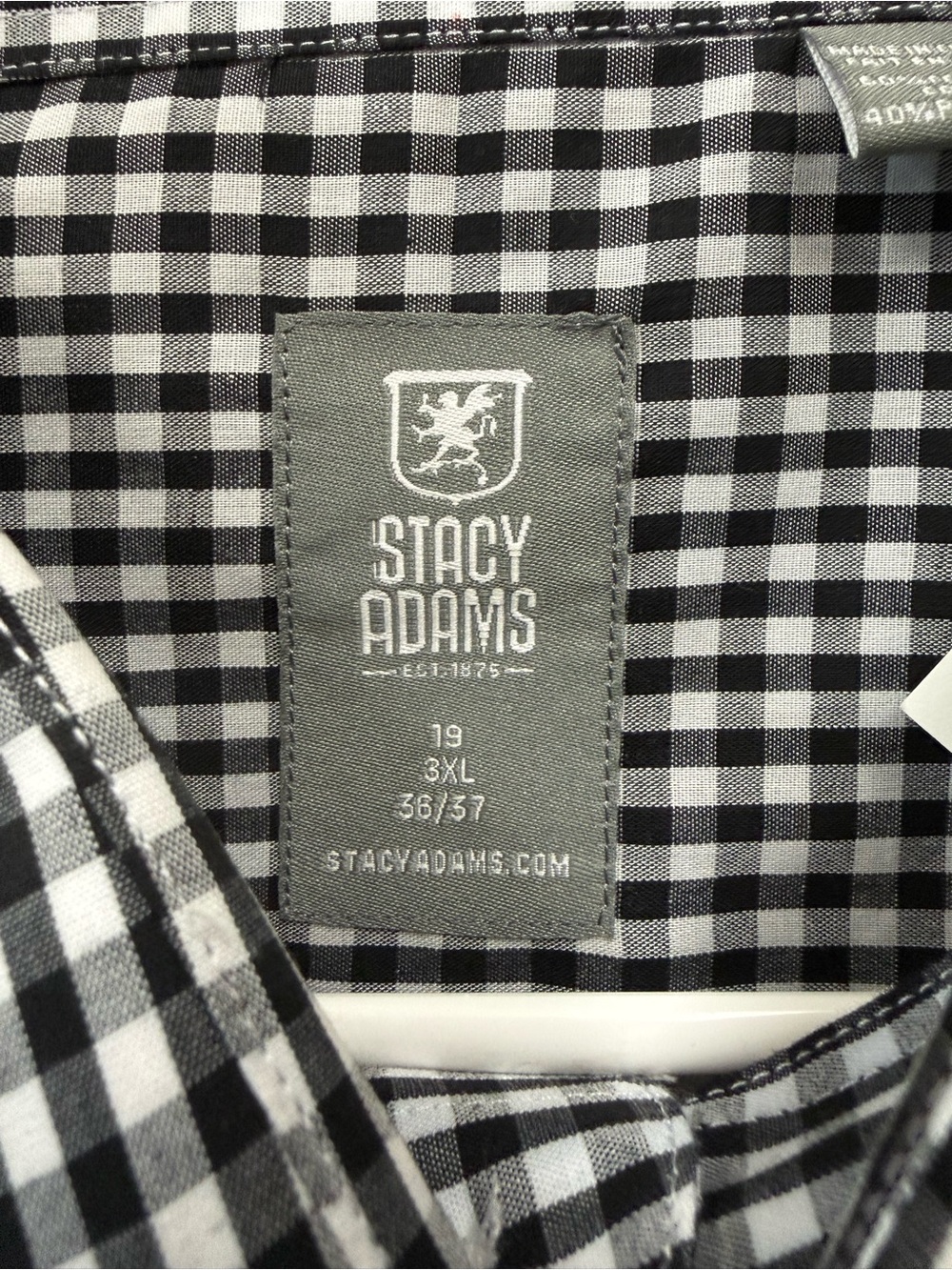 Stacy Adams Black and White Gingham Casual Button-Down Shirt